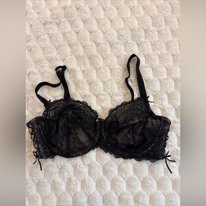 Adore Me Womens Black Lace Mesh  Underwire Back Closure Bra 40D Coquette